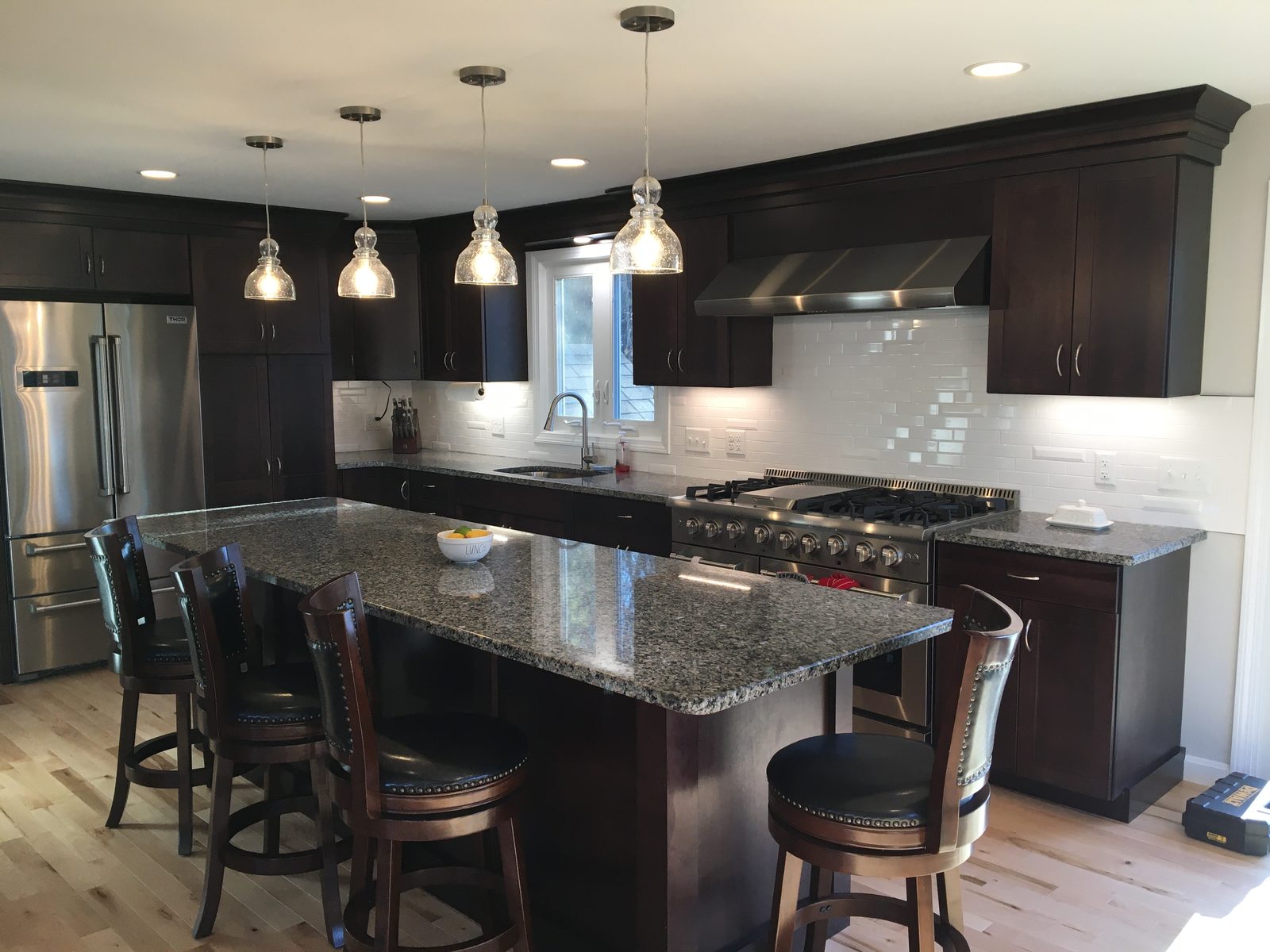 Shaker cabinetry and tile backsplash kitchen remodel, Deering NH