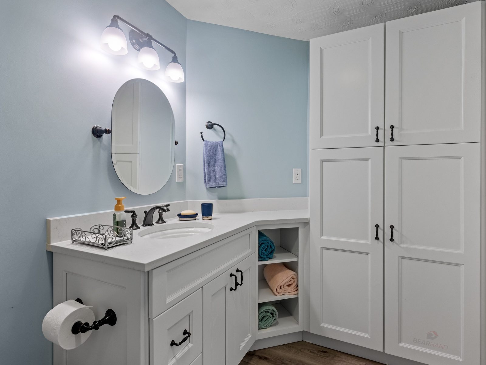 Modern bathroom remodel with tile flooring in NH