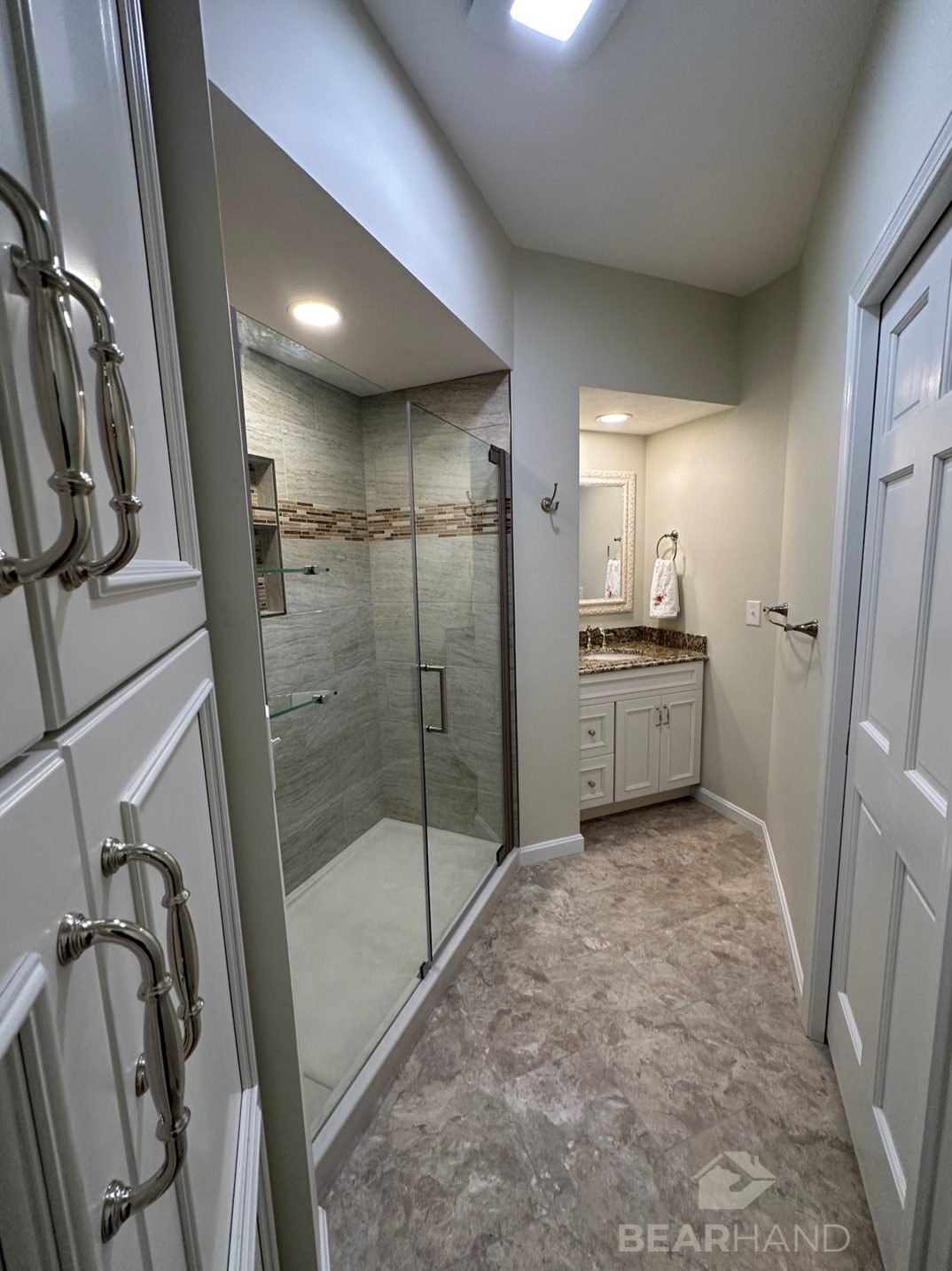 Bathroom vanity and countertop remodel by BearHand Construction