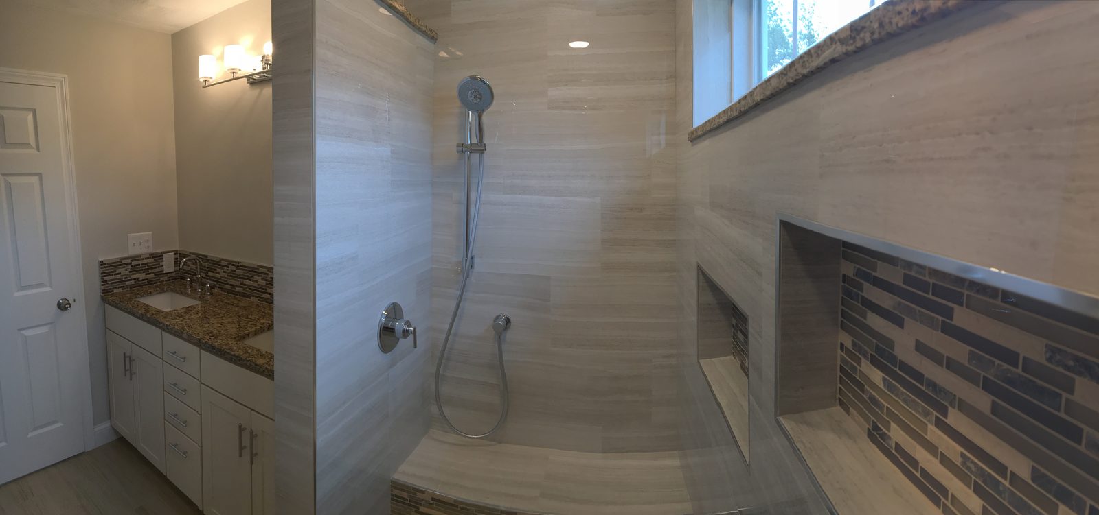 Completed custom bathroom project by BearHand Construction, NH